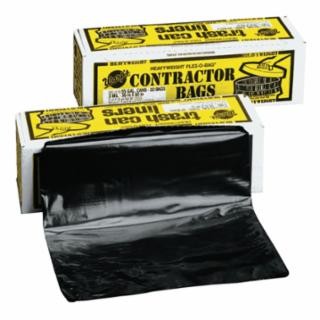 FLEX-O-BAG® Trash Can Liners and Contractor Bags, 55 gal, 3 mil, 36 in X 56 in, Black, Extra HD Contractor Bag