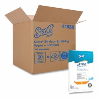 24 Hour Sanitizing Wipes, 1.3 oz Capacity Wt, Softpack - 10 Wipes/Softpack; 50 Softpacks